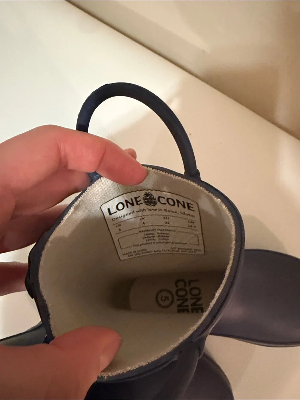 Lone Cone Navy Rain Boots with Easy Pull Handles